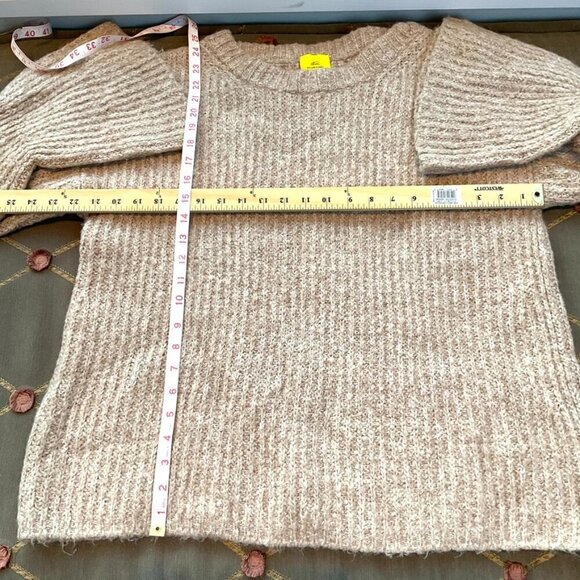 Roller Rabbit Sweater Tan Marled Rib Knit Wool Blend Flare Sleeves (M/L) - Picture 7 of 7